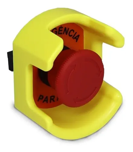 Botão De Emergência 22mm Com Proteção Guarda Alta Amarela