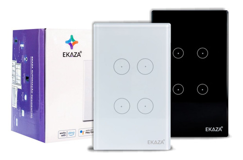 Interruptor Touch 4 Botões Wifi Ekaza Tuya Ekgc T207