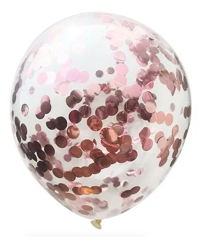 comprar Set 12 Globos Confetti Rosa Gold Premium Fucsia
