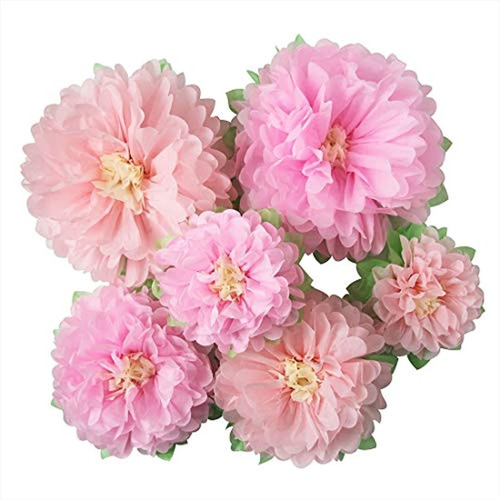 Flores De Papel Seda Color Rosa,6 Unidades. Marca Pyle