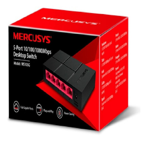 Switch Mercusys 5 Puertos Ms105g Gigabit 10/100/1000 Suiche