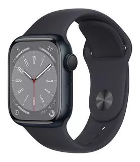 Apple Watch (GPS) Series 8 caixa 41mm de alumínio meia-noite pulseira de fluoroelastómero e o arco de aluminio