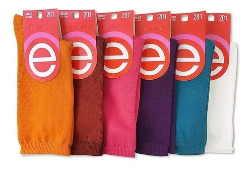 Pack X 12 Pares Medias Elemento Mujer Lisas Media Caña