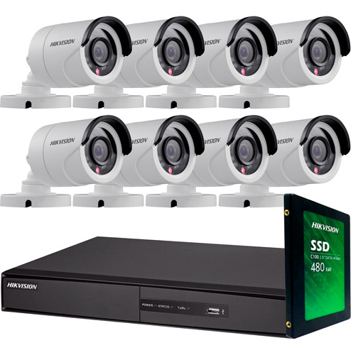 Kit Seguridad Hikvision Full Hd Dvr 16 + Disco Instalado + 8 Camaras 2mp 1080p Exterior Infrarrojas + Ip M3k
