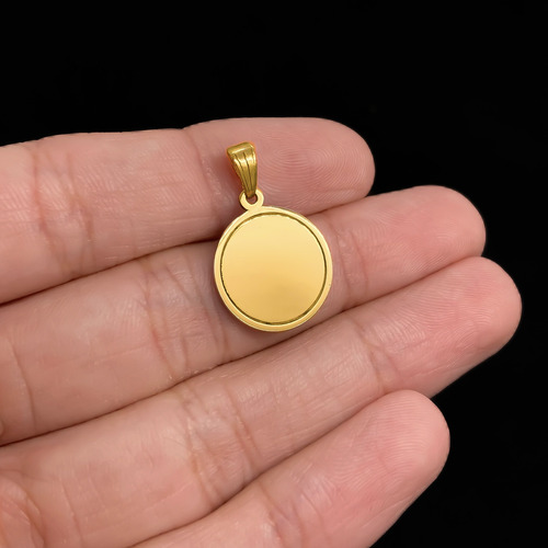 Dije Medalla Para Grabar 1,5 Cm Oro 18k Oro 18k