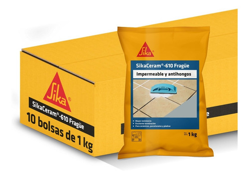 Imagen 1 de 7 de Pack 10x1k Sikaceram 610 Fragüe Para Cerámicos Grey-garza