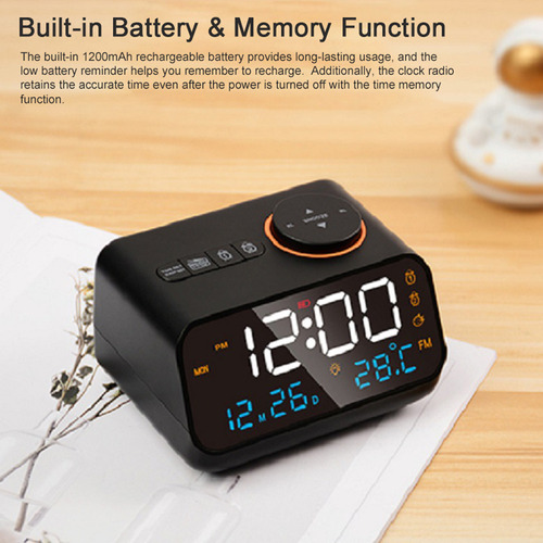 Reloj Digital Con Reloj Fm, Recargable