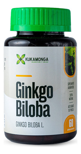 Ginkgo Biloba |60 Cápsulas |Sin sabor |Aumenta tu claridad mental mejora tu enfoque y apoya tu bienestar cerebral con este suplemento natural lKukamonga