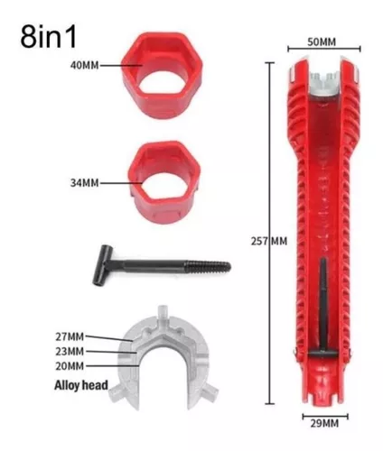 Multifuncional porca pia chave, chave inglesa ajustável, grande abertura,  banheiro chave, torneira tubulação, ferramenta de reparo manual, 6 , 8,  10