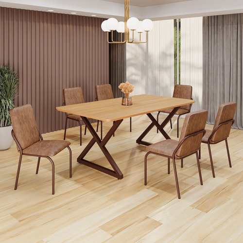 Conjunto Sala De Jantar Mesa 160x90cm Base Império Ea