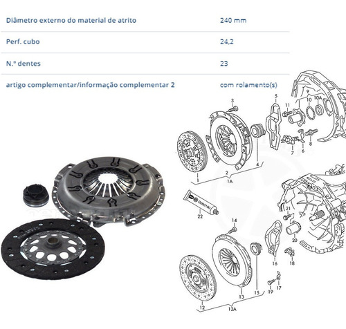 Imagem 5 de 5 de Kit Embreagem Audi A6 2.8 1995-1997