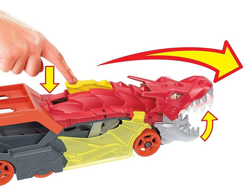 Imagem 6 de 10 de Hot Wheels City Reboque De Dragão Com Carrinho Gtk42 Mattel