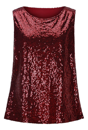 Top De Tirantes Con Cuello En V Brillante De Color Liso De A
