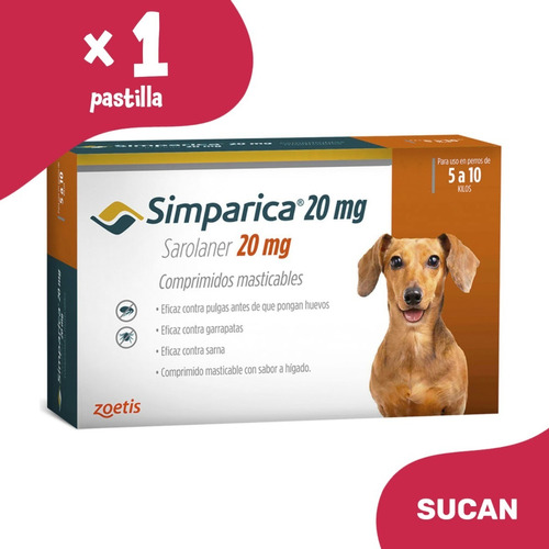 Pulgas Garrapatas Pastilla Simparica - Perros 5 A 10 Kg