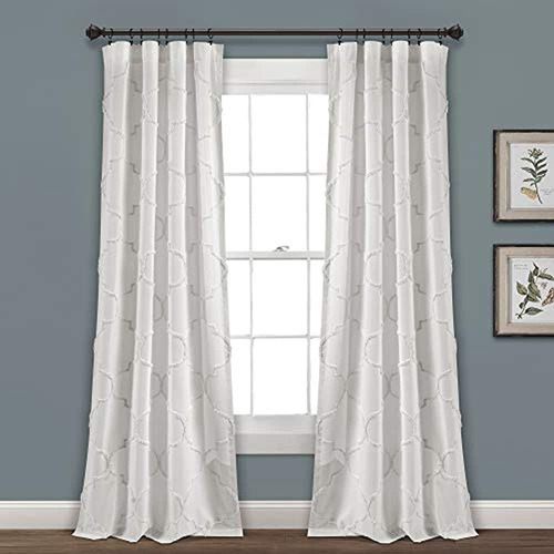 Lush Decor, Blanco Avon Chenille Trellis Window Curtain Pane