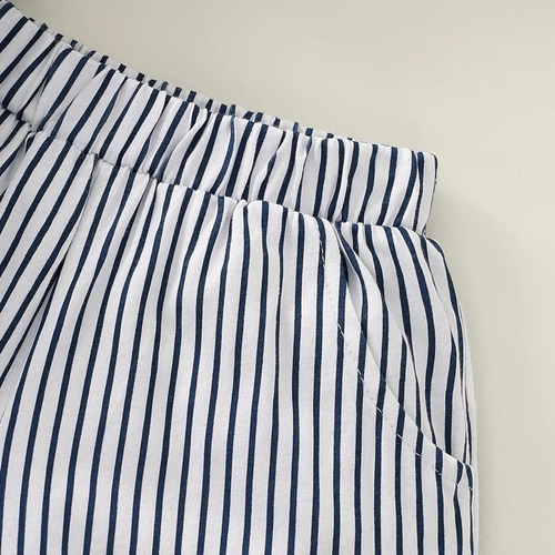 Conjunto Casual Traje Elegante De Verano Para Bebé Con Moño Azul Marino 3-6 Meses