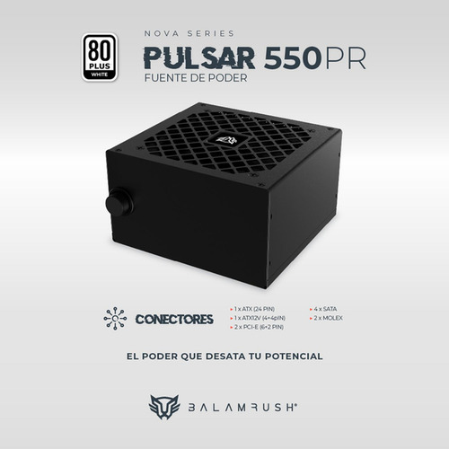Fuente De Poder Balam Rush Atx Pulsar 550w 80 Plus Negro
