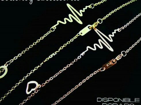 Collar Ekg Electrocardiograma Color Plata Acero Enviogratis