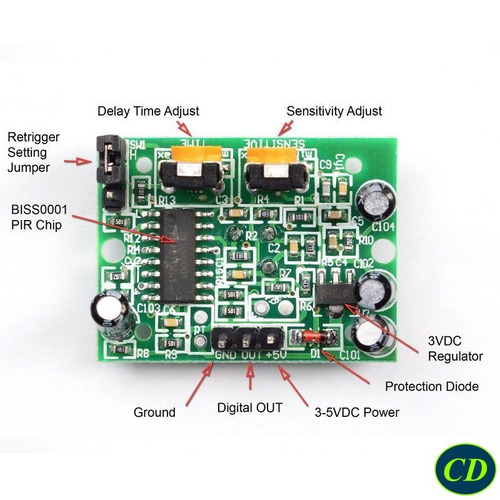 Sensor Movimiento Ir Pir Detector Hc-sr501 Arduino Raspberry