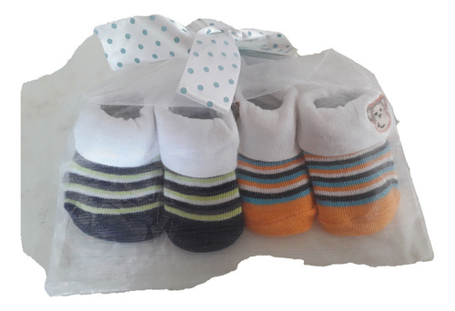 Set De 2 Pares De Calcetines- Botita De Bebé Talla 0-6 Meses
