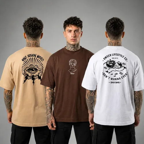 Kit 3 Camiseta Oversized Masculina Trace Black 100% Algodão