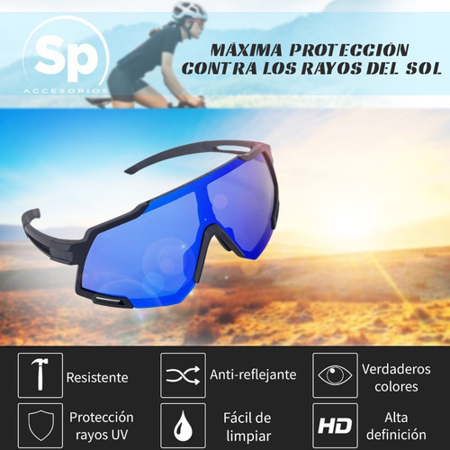 Imagen 9 de 10 de Lentes Deportivos Para Ciclismo Polarizados Unisex 4 Micas