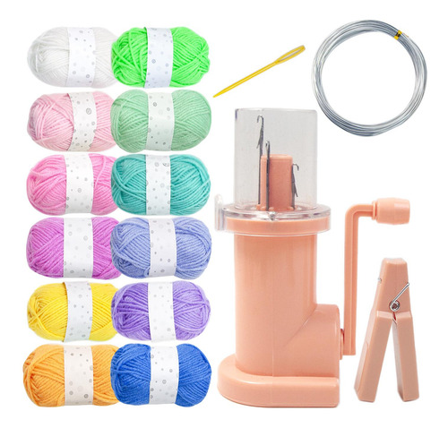Máquina De Tejer A Mano, Adorno Hilo De 12 Colores Rosa
