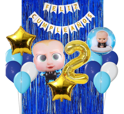 Combo Cumpleaños Globos Tematica Deco Jefe En Pañales 