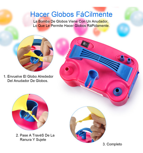 Bomba para inflar globos eléctricos con doble boquilla, ideal para fiestas y decoraciones Danwirt Cqb002