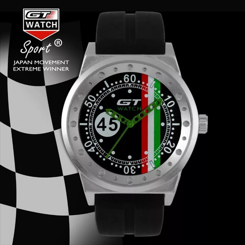 Relógio Masculino Gt 24 Heures Caixa Aço Pulseira Silicone