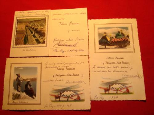Tarjetas Postales 1947 1952 Navideñas Bolivianas (3)