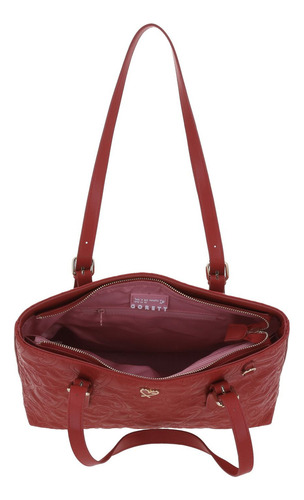 Bolsa Tote Gorett Shantal Gs25083-r Color Rojo Correa De Hombro Rojo Diseño De La Tela Corazones