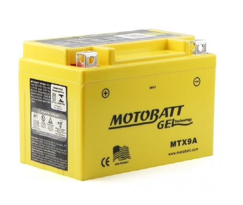 Bateria Gel Motobatt Kansas 150 Kasinski Prima 9ah 12v Mtx9a