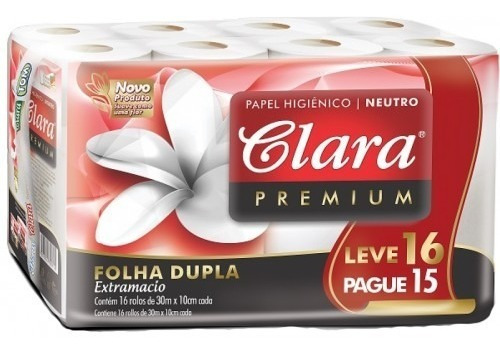 Papel Higiénico Clara Premium Doble Hoja 16 Rollos 30 Mts