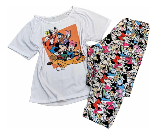 Pijama Largo Mickey Familia Pantalon + Remera