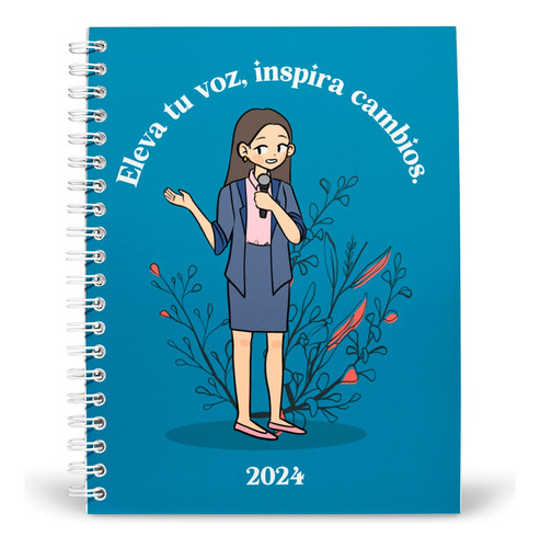 Agenda 2024 Kurios Bienestar Color Azul con diseño Eleva tu voz, inspira cambios