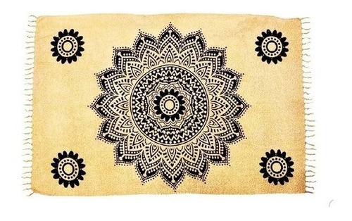 Canga De Praia 100% Viscose Mandala Ike 1,15x1,70 Vrs Cores Cor Bege