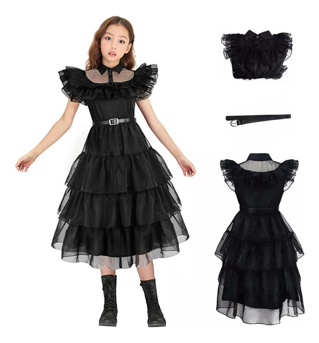 Vestido De Baile Clásico Gótico De Cuervo Negro Con Disfraz