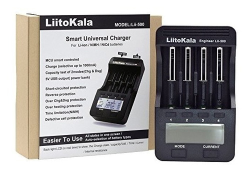 Liitokala Lii500 Cargador De Batería Para 18650 26650 Aa Aa