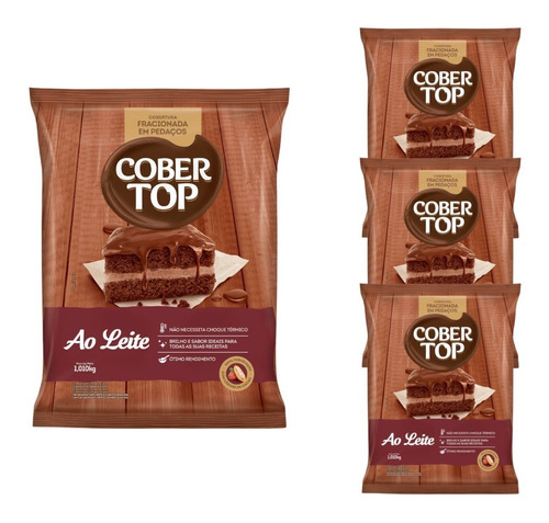 Kit 4 Pacotes Chocolate Gotas Cobertop Ao Leite 1,010kg Bel