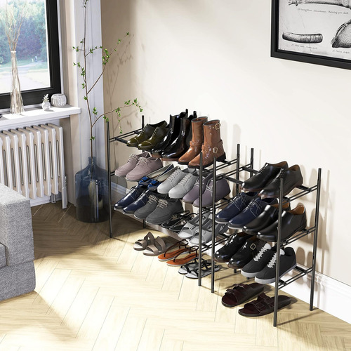 Zapatera Extensible De 3 Niveles, Negro