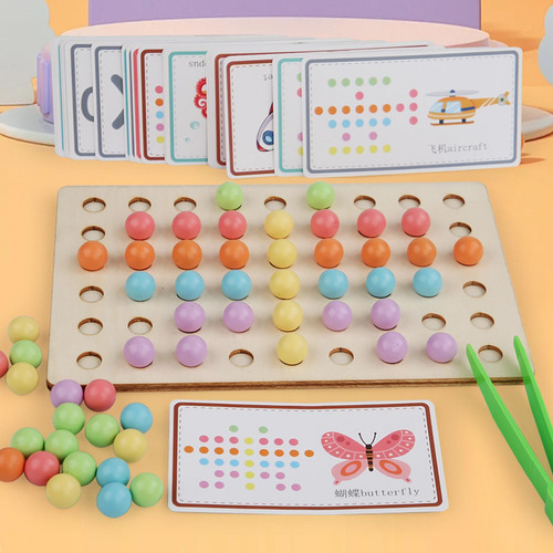 Juego De Cuentas De Tablero De Clavijas De Madera, Juguete A