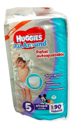 Pañales Unixes Huggies Autoajustable E 5 90pzas Niño Niña
