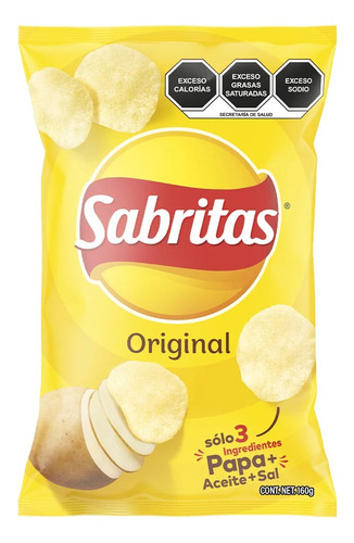 3 Pack Papas Fritas Original Sal Sabritas 160