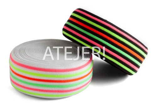 Imagen 3 de 4 de Elástico Rayado Fluo Fb I21 De 75mm X 20 Mts Ideal Cotillón