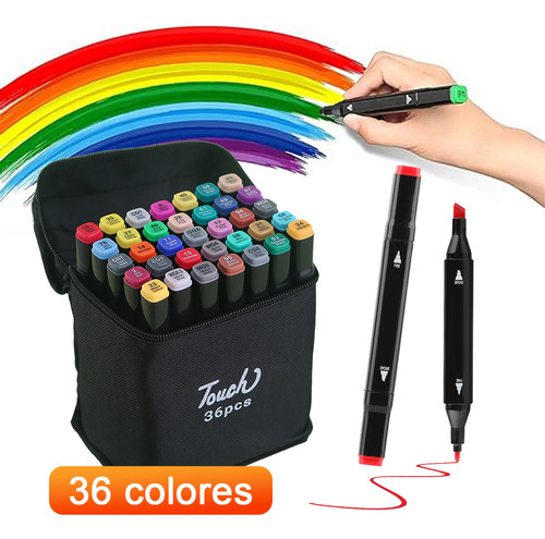 Marcadores Doble Punta Plumones Punta De Pincel 36 Colores A Base De Alcohol Marcadores Permanente