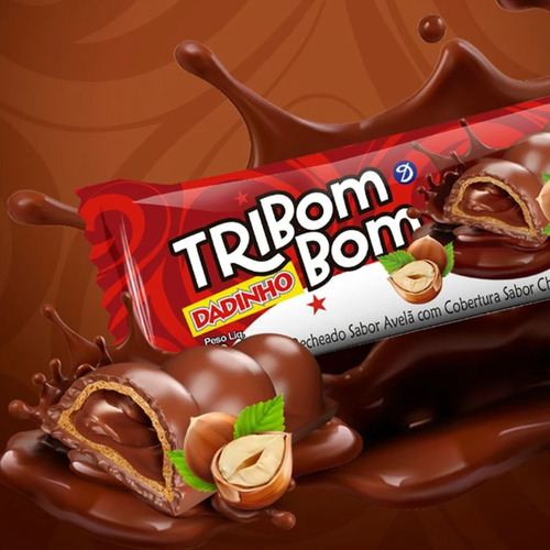 Kit 2 Chocolate Tribombom Dadinho Ao Leite Recheado Avelã