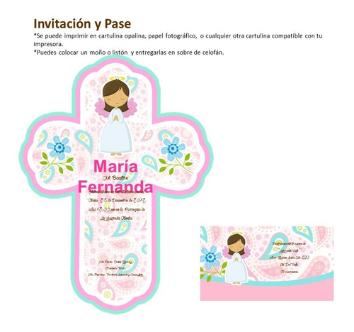 Kit Imprimible Angel Bautizo Comunion Niña 