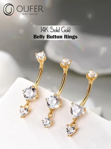 Anillos De Oro Macizo Para Ombligo En Estilo Corazon