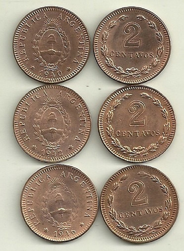 Moneda Argentina Cobre 2 Centavos 1942 1945 O 1946 